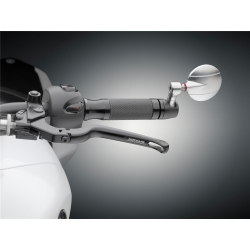 Specchio Terminali manubrio RIZOMA SPY-R, destro o sinistro, tondo, Ã˜ 94,5 mm, anodizzato nero/argento, alluminio CNC per Vespa LX/LXV/S/GTS/GTS Super/GTV/GT 60/GT/GT L e-marked