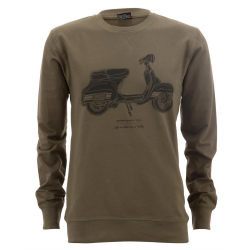 Felpa SIP "Life is better on a Rally", oliva, uomo, taglia L, 90% cotone, 10% viscosa
