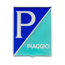 Emblema "PIAGGIO", per Vespa Primavera 50-150ccm Touring azzurro, alluminio, rivestimento adesivo