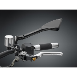 Specchio RIZOMA TOMOK, sinistro, triangolare, anodizzato nero, alluminio CNC per Vespa LX/LXV/S/GTS/GTS Super/GTV/GT 60/GT/GT L senza E-mark, necessario adattatore per specchio !