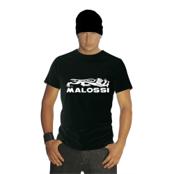 T-Shirt MALOSSI Top, nero, uomo, taglia L, stampa frontale, 100% cotone
