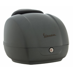 Bauletto PIAGGIO per Vespa GTS Super Sport 125 /300ccm, c. 36 litri, tappetino grigio, Titanio 742/B, schienale: nero cucito, con guardolo grigio chiaro, incl. materiale di montaggio/piastra di supporto/pesi manubrio