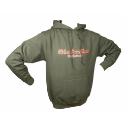 Felpa con cappuccio GUILTY "Metal Scooter Enthusiast", oliva, unisex, taglia L, stampa frontale, 80% cotone, 20% poliestere