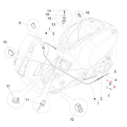 Morsetto cavo freno, PIAGGIO posteriore, per Vespa Primavera/Sprint 125 -150ccm i.e. 3V 4T AC