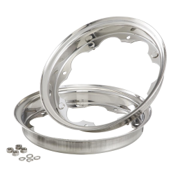 Cerchio largo per Lambretta 125 LI/Special/GP/DL/150 LI /Special/SX/GP/175 TV/200 TV /SX/GP/DL, 2.60-10", anteriore/posteriore, acciaio inox lucidato, grado A - riparazione perfetta