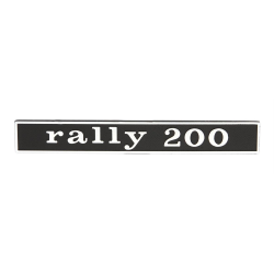 Badge "RALLY 200", posteriore per Vespa 200 Rally VSE1T 10824 -> nero/alluminio, fissaggio: 2 perni, interasse perni: 110mm, 132x17 mm