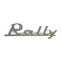 Distintivo "Rally", paragambe per Vespa Rally 180 cromato, fissaggio: 2 perni, interasse perni: 65mm, 90x30 mm