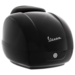 Bauletto PIAGGIO per Vespa GTS Super HPE 125 /300 ('19-), c. 36 litri, nero 094, schienale: nero zigrinato, con guardolo bianco, incl. materiale di montaggio/piastra di supporto/pesi manubrio