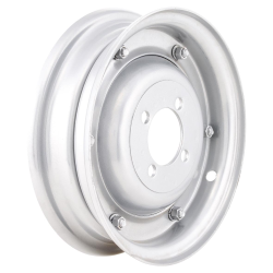 Cerchio per Vespa 98/125 V1-15/V30 -33/VU/VM/VN/VNA/Hoffmann /VNB/ACMA/150 VL/VB/VBA/VBB, 2,10-8", chiuso, argento, 4 fori, dado M8, chiave 13, grado C - riparazioni a basso prezzo