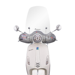 Paravento FACO, trasparente, per Vespa Primavera 50-125ccm 2T/4T (`14-) full-size, h 540 mm, l 680 mm, incl. materiale di montaggio