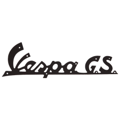 Distintivo "Vespa GS", paragambe per Vespa 150 GS VS1 -5T nero, fissaggio: 9 rivetti, 140x45 mm, grado A - restauro originale