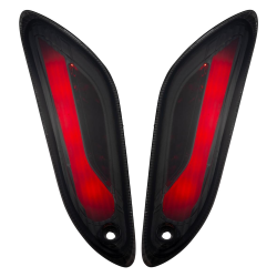 Kit indicatore POWER1 posteriore, destro/sinistro, MK II, per Vespa Primavera/Sprint 50ccm 2T/4T, colore nero, presa indicatore: LED, con e-pass, con luci di ingombro a LED come accessorio estetico