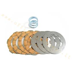 Clutch 4 Malossi cork discs with intermediate discs and spring for Vespa 50 - Primavera - ET3