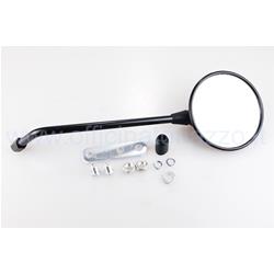 Vespa black left round mirror 330 MM long rod with plate