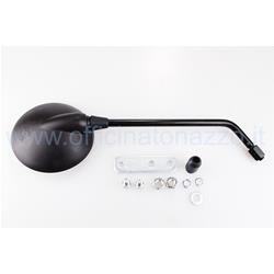 Vespa black left round mirror 330 MM long rod with plate