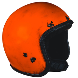 Casco 70'S PASTELLO. Sporco. taglia L. 59-60cm. arancione. casco aperto.  IN VETRORESINA.  ECE 22.05
