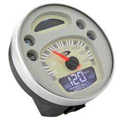 Tachimetro/Contatore SIP 2.0 per LML Star 125-200 Star /Deluxe/Stella 2T/4T - 140 (km/h/mph) / 14.000 (Umin/rpm). quadrante: beige. numeri neri. anello: acciaio inox. digitale/analogico. 24 caratteristiche per motori sintonizzati e grado AA - riparazione 