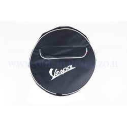 Black Vespa spare wheel cover with writing circle and pocket document holder 8 "