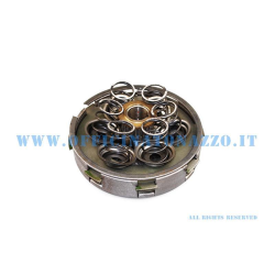 7009 - Gruppo frizione completa 4 dischi 6 molle Ø flangia 97mm pignone Z20 per Vespa PX 125/150 dall'81 (versione Arcobaleno compresa)