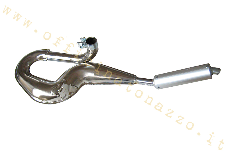 Simonini chrome expansion muffler with aluminum silencer for Vespa 125 - 150