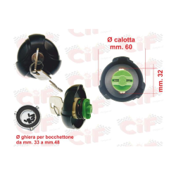 Tappo serbatoio benzina con serratura per Ciao, SI, Bravo, Ape 1° serie (serbatoio in metallo)