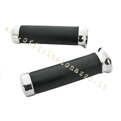 Par de puños Ø 24 mm negros y cromados para Vespa PX Millenium