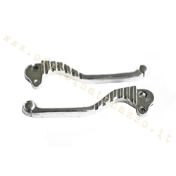 Pair of shaped polished aluminium levers for Vespa 50 - Primavera - ET3 -  PX - PE