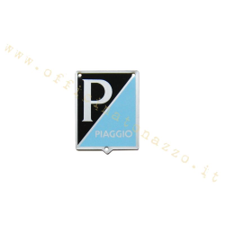 Rechteckiges Piaggio-Emblem  aus Aluminium mit Nietenhalterungen 36x46 mm