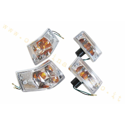 Turn indicator kit with clear glass and chrome frame for Vespa PX - PE - T5