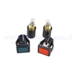 Coppia spia luci e frecce coprimanubrio per Vespa PX - PE 1° serie (Verde - Arancio)