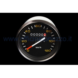 Speedometer with 120 km/h scale, black, for Vespa P80/125/150X - PX80/125/150/200E - P150S - P200E