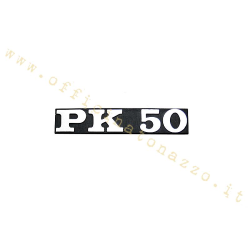 Seitenklappen-Typenschild für Vespa „PK 50”. (Lochabstand 31,2)