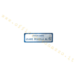 Adhesivo Vespa «Importante utilizar mezcla al 6 %», azul,  Vespa 150 GS 1954&gt