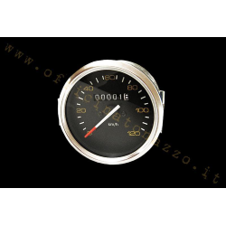 Compteur de vitesse échelle 120 km/h noir avec cadre chromé pour Vespa  P80/125/150X- PX80/125/150/200E- P150S- P200E