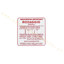 Aufkleber Vespa „Rodaggio 2%” – 4 Gänge rot