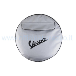 Cache-roue de secours gris avec inscription Vespa noire et poche porte-documents pour jante de 8"