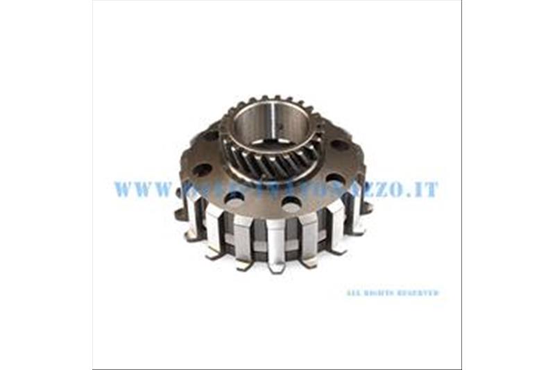 Pignone Pinasco Z 22 ingrana su primaria Z 65 originale Piaggio (ratio 2,95) elecoidale per frizione 8 molle Vespa 200