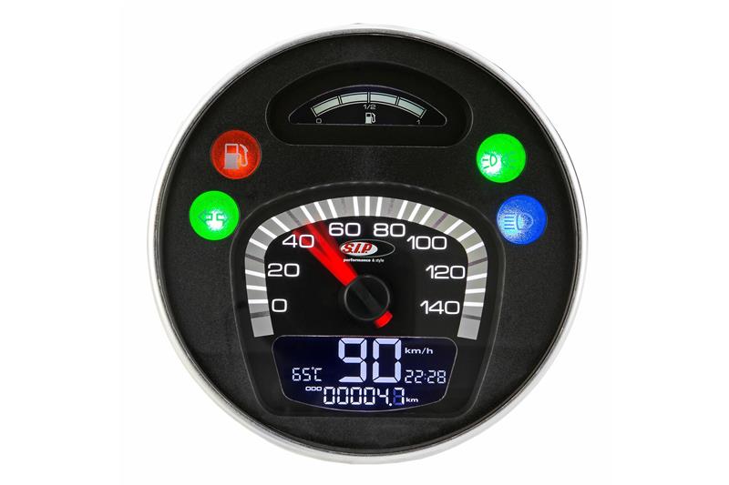 Velocímetro y tacómetro con fondo negro Digital 2.0 para Vespa PX 125/150/200 Rainbow - Millenium - también apto para Vespa GTV / GT 60 125-300cc