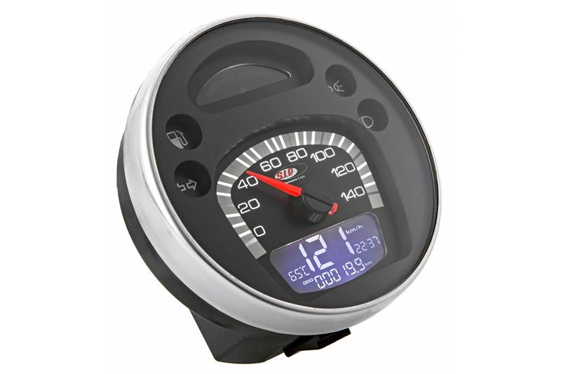 Odometer and tachometer digital 2.0 with black background for Vespa PX 125/150/200 Arcobaleno - Millenium - also suitable for Vespa GTV / GT 60 125-300cc