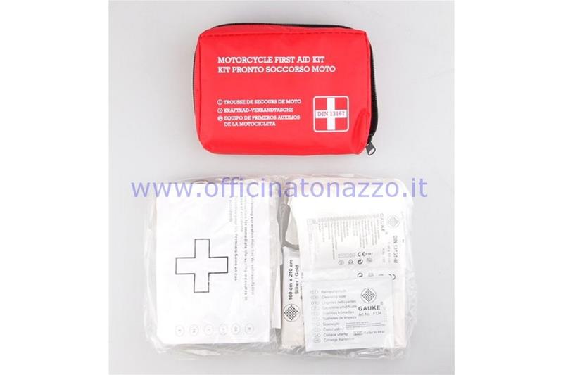 Kit de primeros auxiliares de la motocicleta.