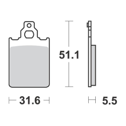 Disc brake pads (32 x 52 x 5.5) for Vespa PX SEMI-METALLIC