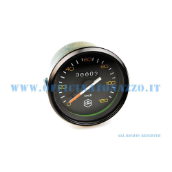 Tachometer mit 120 km/h-Skala, schwarz, Original Piaggio für Vespa P80/125/150X- PX80/125/150/200E- P150S- P200E
