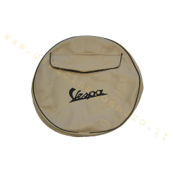 Enjoliveur de roue de secours ivoire avec inscription Vespa et poche porte-documents pour jante de 8"