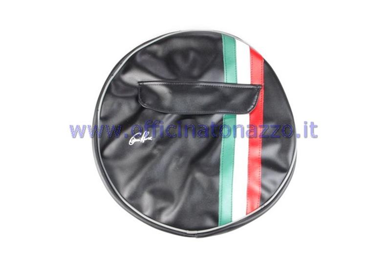 Cubierta de rueda de repuesto en negro con banda tricolor y bolsillo para documentos para llanta de 10 "