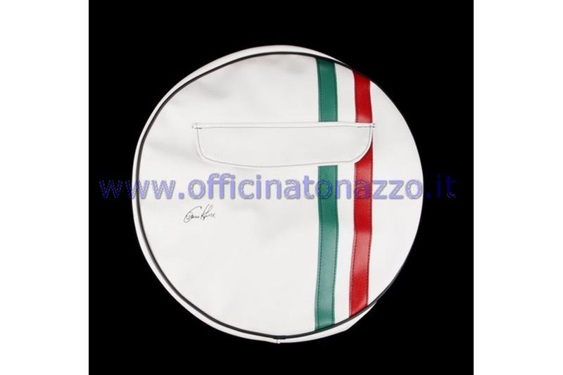 Copriruota di scorta bianco con fascia tricolore e tasca portadocumenti per cerchio da 10"