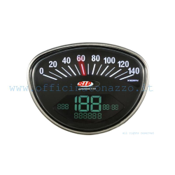 Digitaler Tachometer und Drehzahlmesser 2.0 mit schwarzem Hintergrund für Vespa ET3 - Primavera - Rally - Super - Sprint - TS - SS50 - SS90
