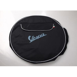 Cache-roue de secours noir avec inscription Vespa et poche porte-documents pour jante de 10 pouces