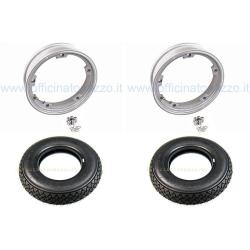 Coppia ruote già montate complete di cerchio tubeless 2.10x10 grigio con pneumatico Michelin S83 tubeless 3.00 x 10