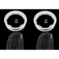 Par de ruedas ya montadas con llanta tubeless 2.10x10 blanca con neumático de invierno Kenda K701 tubeless 3.00 x 10 - 47L M+S