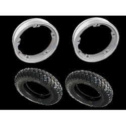 Par de ruedas ya montadas con llanta tubeless 2.10x10 gris con neumático de invierno IRC tubeless 3.50 x 10 - 59J M+S